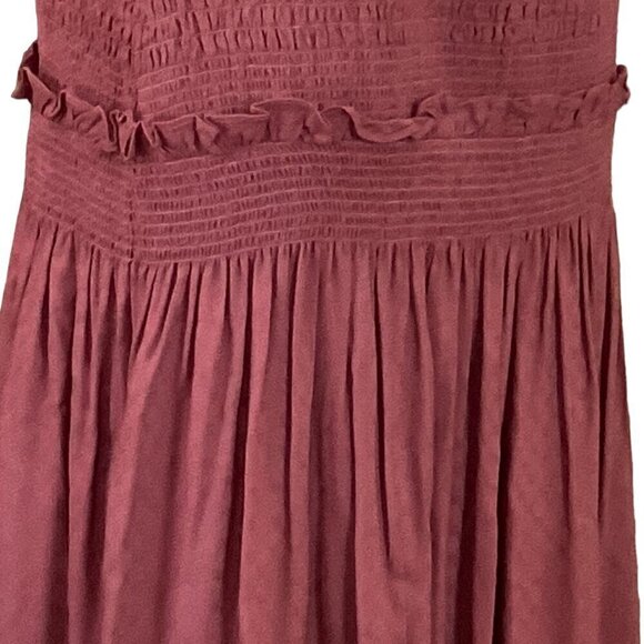 Anthropologie Escondido Sleeveless Dress Sz M Burgundy Smocked #300B - Picture 7 of 10